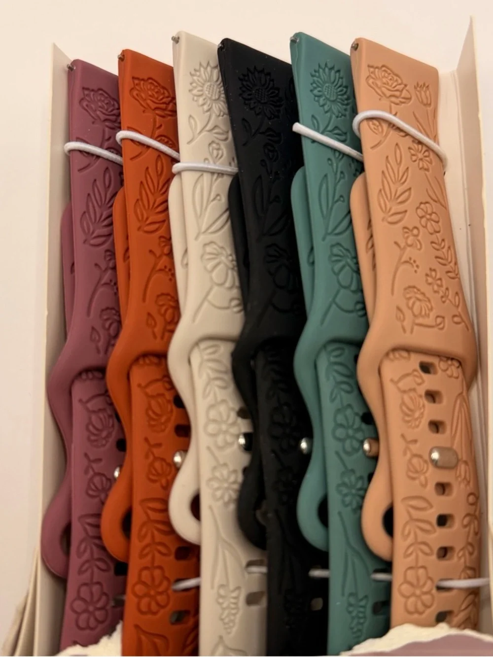 Silicone Floral Design Smart Watch Bands -‎ 6 Pack (Multicolor) New